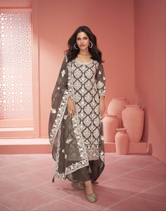 Raabta By Aashirwad Gulkand Organza Silk Wedding Wear Salwar Suits Wholesale Suppliers In India
